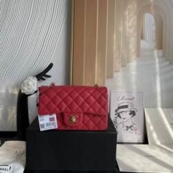 CHANEL Lambskin Shoulder Bag Crossbody Bag Gold