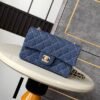 CHANEL Lambskin Shoulder Bag Crossbody Bag Gold Denim blue