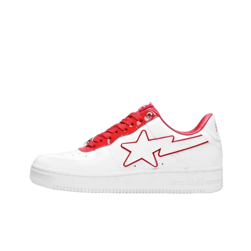 A Bathing Ape Bape Sta Low White Red Border