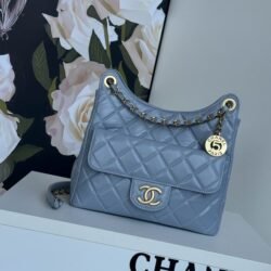 CHANEL Lambskin Shoulder Bag Crossbody Bag Gold Handbag