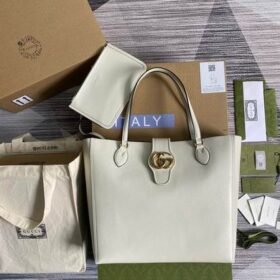 GUCCI cow leather shoulder bag messenger bag white&black