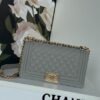 CHANEL Handbag Lambskin & Ruthenium Finish Metal Purple
