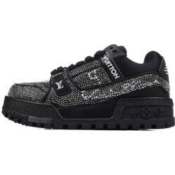 LOUIS VUITTON Trainer Maxi Little Chubby Ding Low Top Skateboard Shoes Men's Women's crystal Black