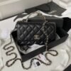 CHANEL Lambskin Shoulder Bag Crossbody Bag Metal Handle Handbag