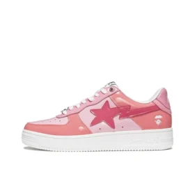 A Bathing Ape Bape Sta Low Pink Paint Leather