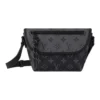 LOUIS VUITTON Leather Trim Shoulder Bag Crossbody Bag Gray & Black M12806