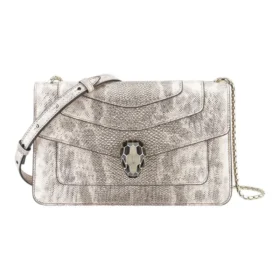 BVLGARI Serpenti Forever Karung Water Snake Skin Shoulder Bag Crossbody