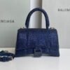 Balenciaga Crocodile Embossed Hourglass Cow Leather Handbag, Crossbody Bag blue
