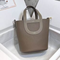 HERMES In The Loop Clemence Calfskin Vegetable Basket Pig Nose Bucket Bags