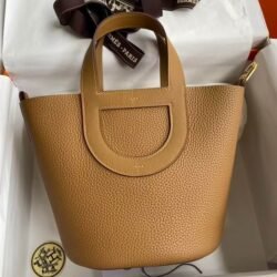 HERMES In The Loop Clemence Calfskin Vegetable Basket Pig Nose Bucket Bags