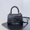 Balenciaga Crocodile Embossed Hourglass Top Handle handbag black