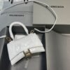 Balenciaga Crocodile Embossed Hourglass Top Handle handbag white