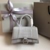 Balenciaga Crocodile Embossed Hourglass Top Handle handbag gray