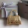 Balenciaga Crocodile Embossed Hourglass Top Handle handbag Gold