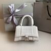 Balenciaga Crocodile Embossed Hourglass Top Handle handbag White