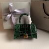 Balenciaga Crocodile Embossed Hourglass Top Handle handbag green