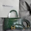 Balenciaga Crocodile Embossed Hourglass Top Handle handbag green