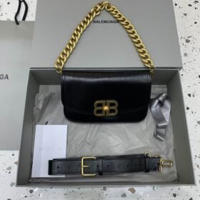 Balenciaga BB SOFT Cow Leather One Shoulder Handbag , Handbag black