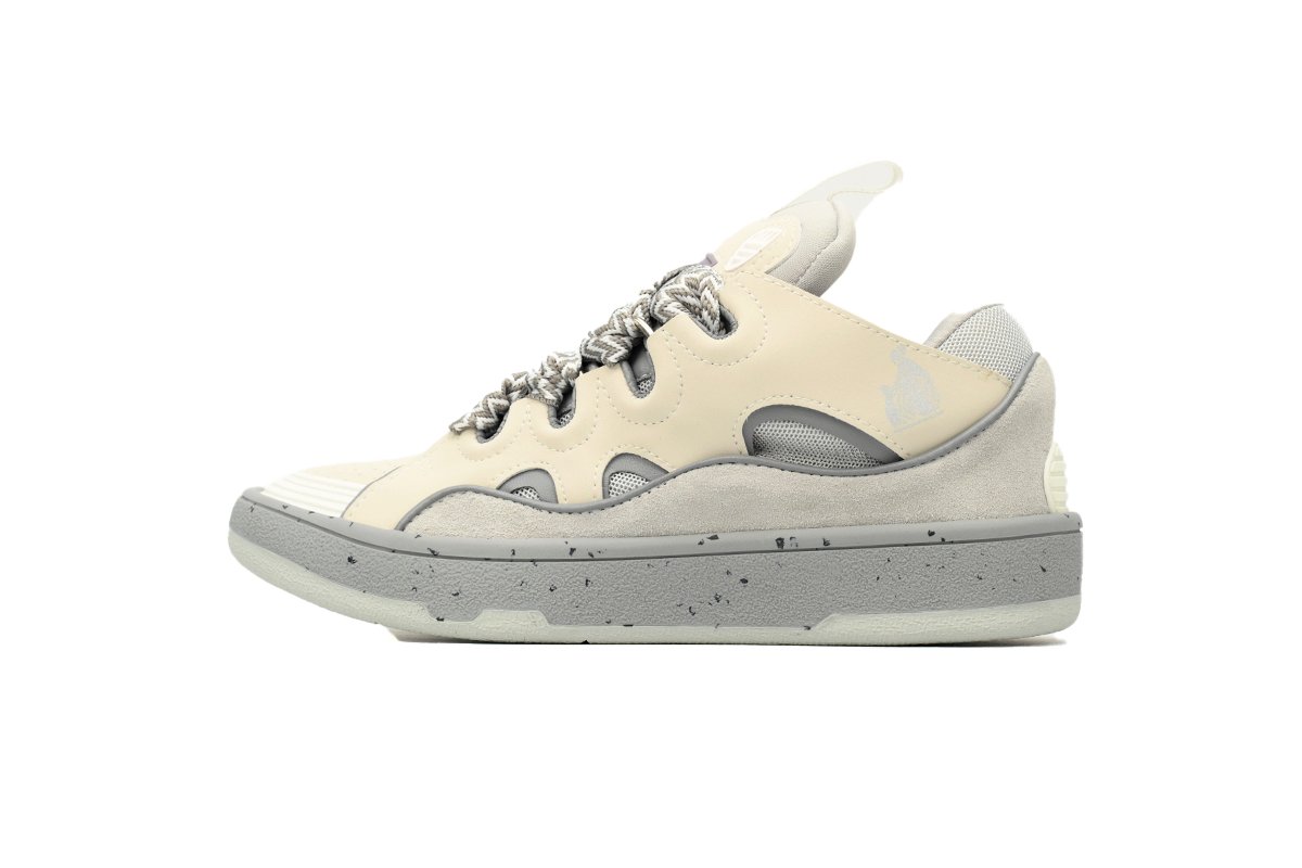 Lanvin Curb Sneaker Leather Sneakers Women's Men's Shoes Rice White Grey