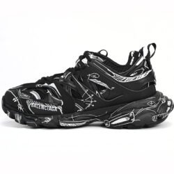 Balenciaga Runner Sneakers Tess S.Black Black-And-White Painting