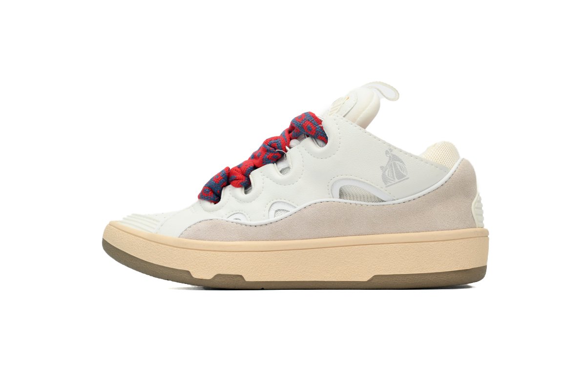 Lanvin Curb Sneaker Leather Sneakers Women's Men's Shoes Rice White