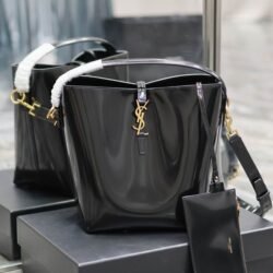 YSL SAINT LAURENT Cow Leather Hobo Bag Handbag patent leather