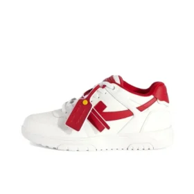 OFF-WHITE Out Of Leather Sneakers Men's Shoes White Red