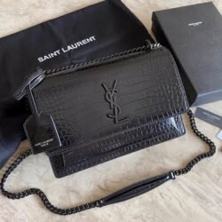 YSL SAINT LAURENT SUNSET Calfskin Shoulder Bag Crossbody Bag