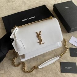 YSL SAINT LAURENT SUNSET Calfskin Smooth Shoulder Bag Crossbody Bag