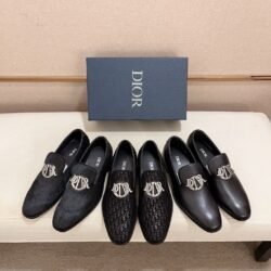 Dior Men Loafer Cowhide Leather Suit Shoes 3 color