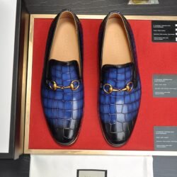 GUCCI Men's Cow Leather Shoes Suit shoes Blue
