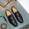GUCCI Men's Cow Leather Shoes Suit Shoes black brown