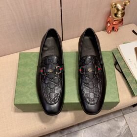 GUCCI  Men's Cow Leather Shoes Suit Shoes black