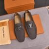 LOUIS VUITTON Men Loafer Cowhide Leather Suit Shoes 3 color Velvet