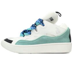 Lanvin Curb Sneaker Leather Sneakers Women's Men's Shoes White Blue