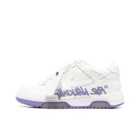 OFF-WHITE Out Of Leather Sneakers Men's Shoes White Purple Printing