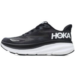 HOKA Clifton 9 2E Wide Black White Men's Women's Sneaker Shoes